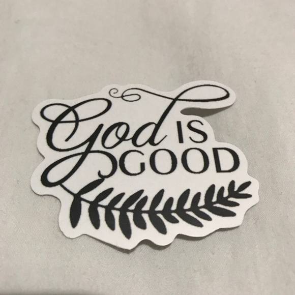 3/$15 - God is Good Sticker White Black Leaves - Picture 1 of 2